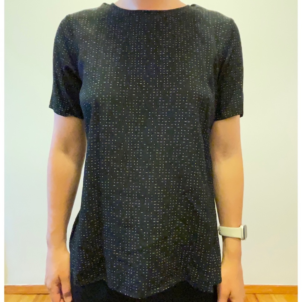 Eileen fisher black patterned blouse